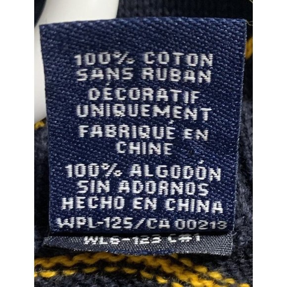 Chaps Sweater Mens Size Extra Large XL Navy Gold Striped Long Sleeve Pullover - Picture 4 of 5